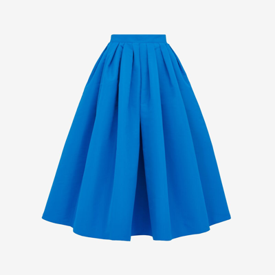Shop Alexander Mcqueen Pleated Midi Skirt In Lapis Blue