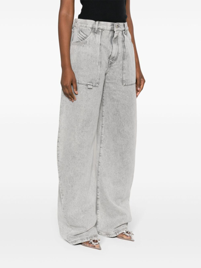 Shop Attico Effie Long Jeans In Grey