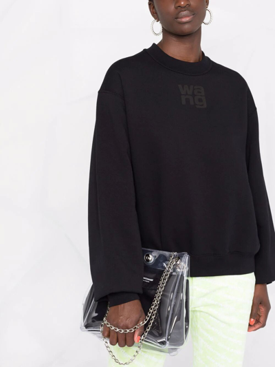 Alexander Wang Relaxed Fit Crew Sweatshirt With Puff Paint Logo In Black