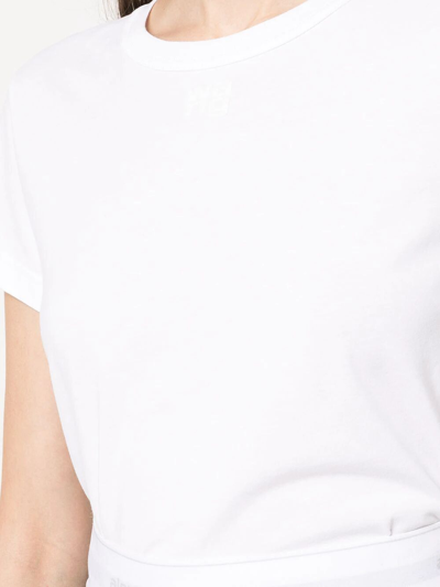 Shop Alexander Wang Essential Jersey Shrunk Tee With Puff Logo And Bound Neck In White