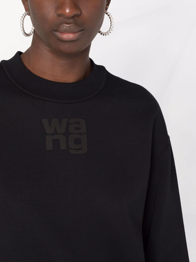 Shop Alexander Wang Essential Terry Crew Sweatshirt With Puff Paint Logo In Black