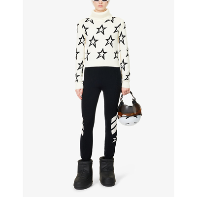 Shop Perfect Moment Womens Logo Str Snw Wht/blk Str Aster Turtleneck Wool Knitted Jumper