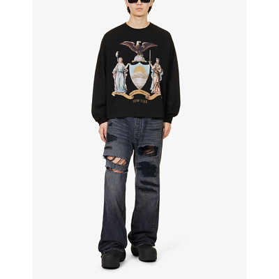 Shop Who Decides War By Ev Bravado Men's Coal Crest Graphic-print Regular-fit Cotton-jersey Sweatshirt In Black