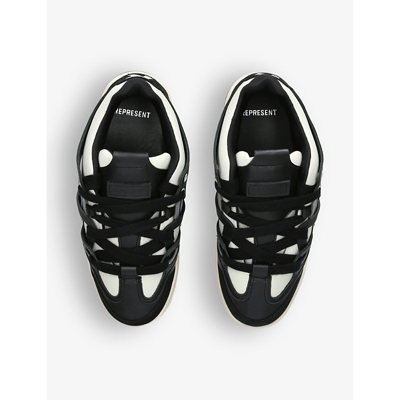 Shop Represent Men's Blk/other Bully Contrast-panel Leather Low-top Trainers