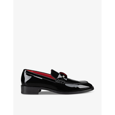 Shop Christian Louboutin Mens Black Chambelimoc Night Strass Patent-leather Loafers