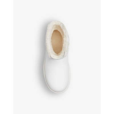Shop Ugg X Telfar Women's White Logo-embroidered Leather Ankle Boots