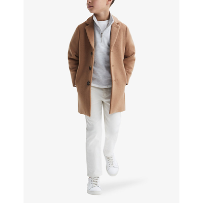 Shop Reiss Gable Single-breasted Wool-blend Overcoat 3-9 Years In Camel
