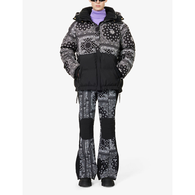 Shop P.e Nation Womens Snow Bandana Print Black Niseko Paisley-pattern Recycled-polyester Jacket