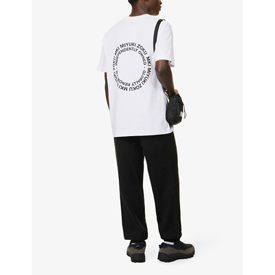 Shop Mki Miyuki Zoku Circle Logo-print Organic Cotton-jersey T-shirt In White