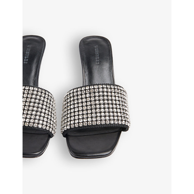 Shop Whistles Adella Crystal-embellished Leather Heeled Sandals In Black