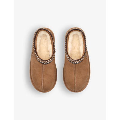 Shop Ugg Tasman Ii Shearling-lined Suede Slippers In Brown