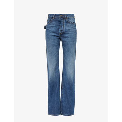 Shop Bottega Veneta Womens Mid Blue Straight-leg High-rise Jeans