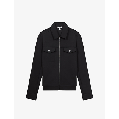Shop Reiss Men's Navy Medina Regular-fit Short Stretch-woven Jacket