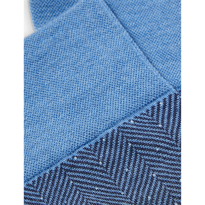 Shop Falke Men's Dusty Blue Herringbone-knit Wool-blend Socks