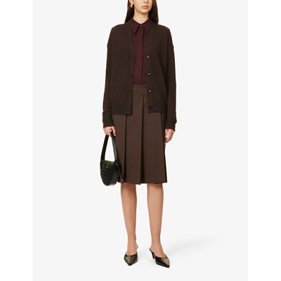 Shop Maria Mcmanus Women's Chocolate & Black Boyfriend Brushed-texture Recycled Cashmere And Organic Cott