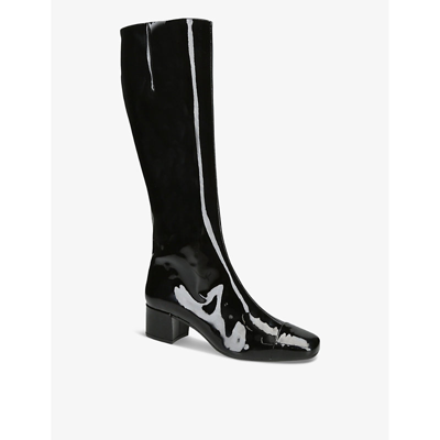 Shop Carel Womens Black Malaga Patent-leather Heeled Knee-high Boots