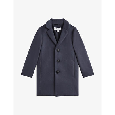 Shop Reiss Boys Airforce Blue Kids Gable Single-breasted Wool-blend Overcoat 3-9 Years