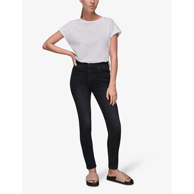 Shop Whistles Women's Black High-rise Sculpted Stretch-denim Skinny Jeans
