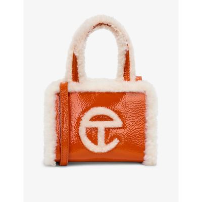 Shop Ugg X Telfar Women's Spicy Pumkin Small Crinkled-leather Tote Bag