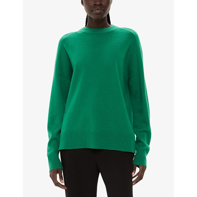 Whistles Womens Green Relaxed-fit Round-neck Wool Jumper In Green