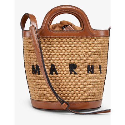 Shop Marni Tropicalia Mini Cotton-blend Cross-body Bag In Raw Sienna