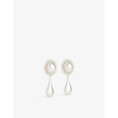 Shop Moya Maria Rhodium-plated Brass Drop Earrings In Silver