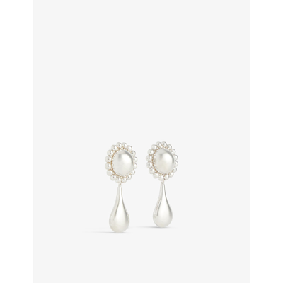 Moya Womens Silver Maria Rhodium-plated Brass Drop Earrings In Silver