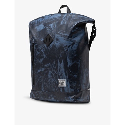 Shop Herschel Supply Co Roll Top Abstract-print Recycled-polyester Backpack In Steel Blue Shale Rock