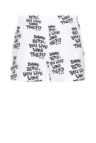 Shop Sky High Farm Workwear Ally Bo All Over Printed Boxer Short In White
