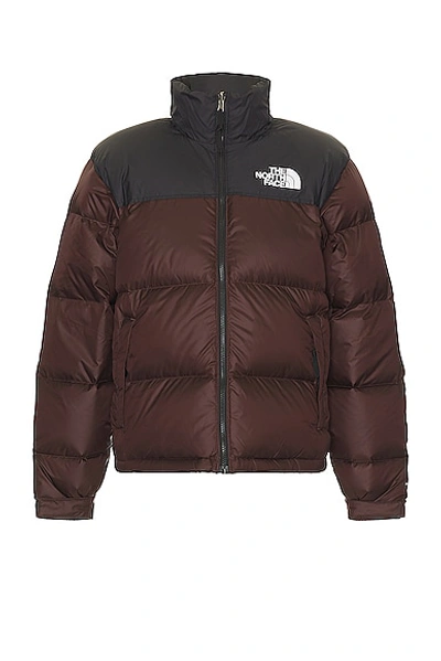 Shop The North Face 1996 Retro Nuptse Jacket In Coal Brown & Tnf Black