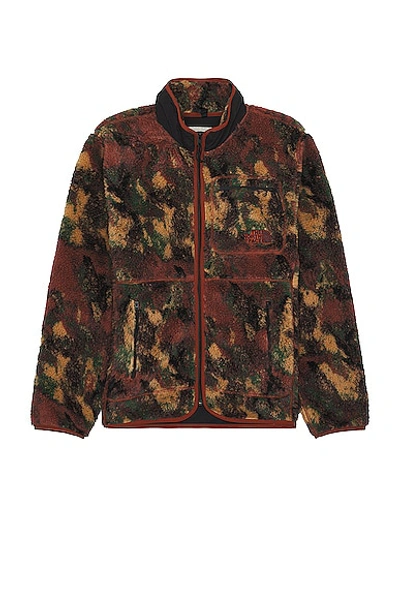 Shop The North Face Extreme Pile Full Zip Jacket In Brandy Brown Evolved Texture Print