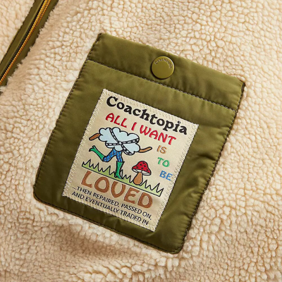 Coach Topia Loop Fleece Jacket In Natural/deep Orange Multi