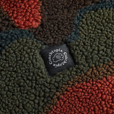 Coach Topia Loop Fleece Jacket With Wavy Print In Deep Orange/black Multi