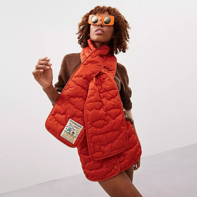 Coach Topia Loop Quilted Cloud Scarf In Deep Orange