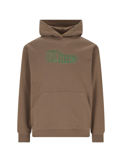 Shop Dime Logo Embroidery Sweatshirt In Brown
