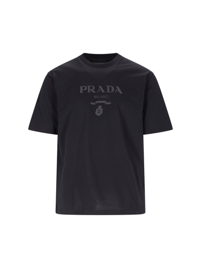 Shop Prada Logo T-shirt In Black  