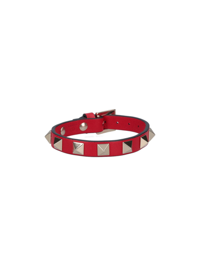 Shop Valentino 'rockstud' Bracelet In Red