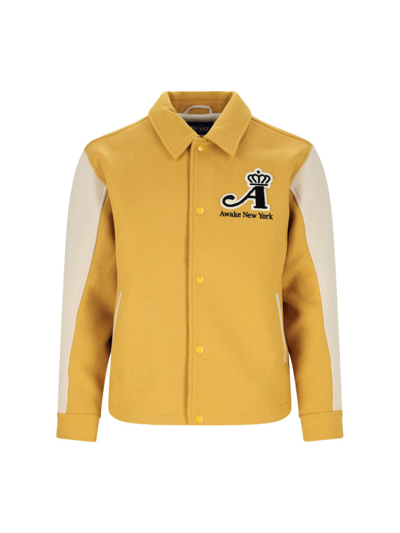 Shop Awake Ny 'varsity' Jacket In Yellow