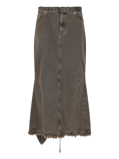 Shop Cormio Maxi Denim Skirt In Gray