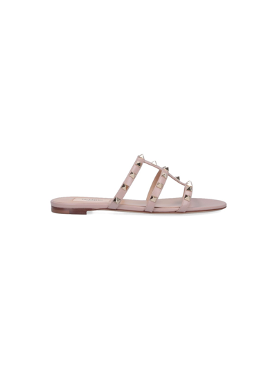 Shop Valentino Low Slider Sandals In Pink