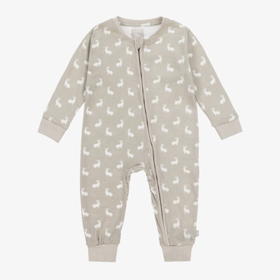 Shop The Little Tailor Grey Hare Print Cotton Jersey Romper