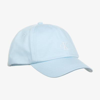 Shop Calvin Klein Pale Blue Cotton Baseball Cap