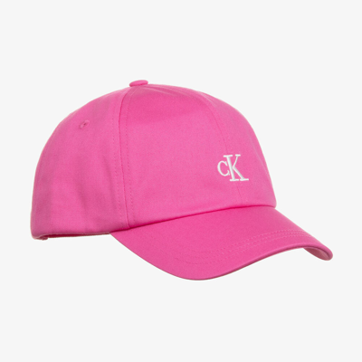 Shop Calvin Klein Girls Pink Cotton Baseball Cap