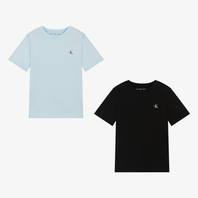 Shop Calvin Klein Teen Boys Black & Blue T-shirts (2 Pack)