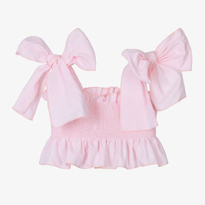 Shop Phi Clothing Girls Pink Shirred Cotton Crop Top