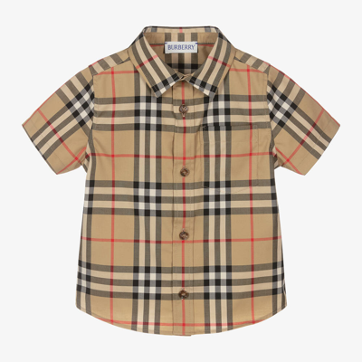 Shop Burberry Baby Boys Beige Vintage Check Owen Shirt