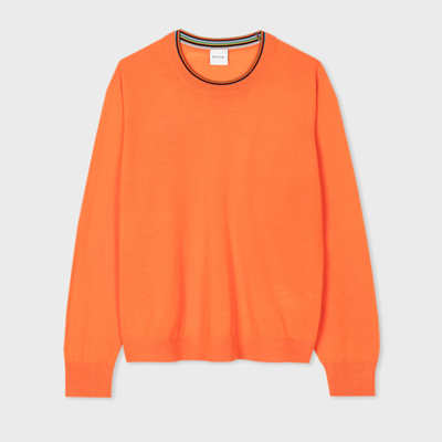 Shop Paul Smith Women's Orange Crew Neck 'signature Stripe' Sweater