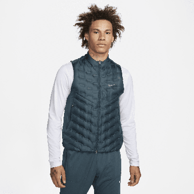 Shop Nike Men's Therma-fit Adv Repel Aeroloft Down Running Vest In Green