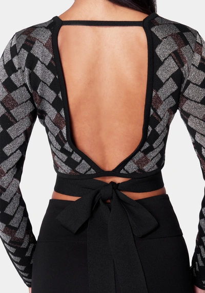 Bebe Metallic Jacquard Sweater Top In Multi