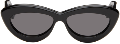 Shop Loewe Black Cateye Sunglasses In Shiny Black / Smoke